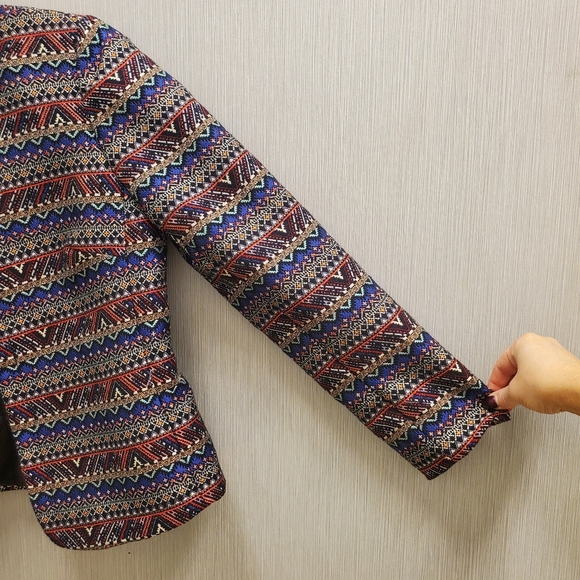 Y2K Jacquard Crop Blazer NWOT Size 8P - Picture 12 of 16